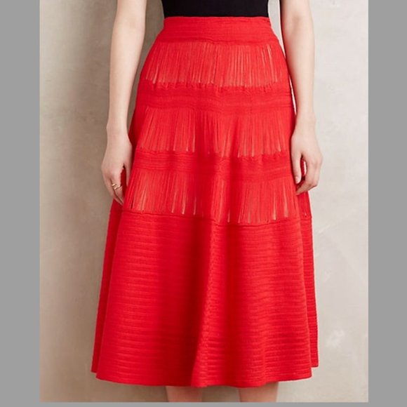 Anthropologie Dresses & Skirts - Anthropologie Korovilas Magda Red Midi Skirt